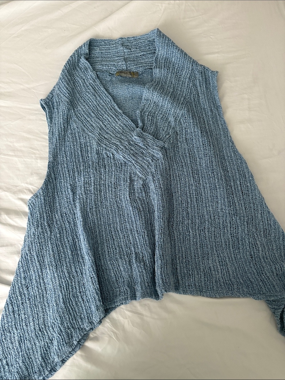 Source Unknown Light Blue Ribbed Knit Sleeveless Vest